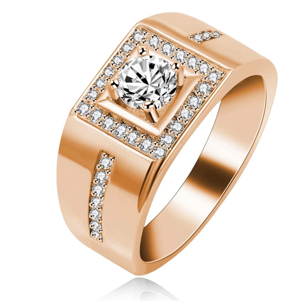 Rose Gold Band Cubic Zirconia Comfort Fit/ ring